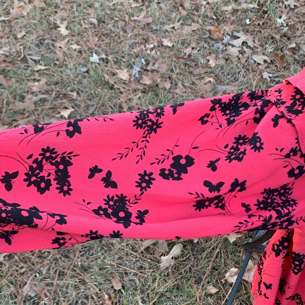 MICHAEL Michael Kors Red and Black Floral Blouse